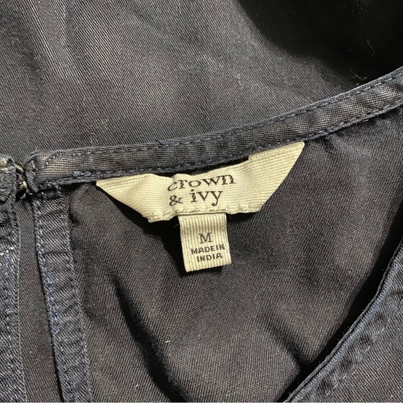 Crown & Ivy Blue Viscose Ruffle 3/4 Sleeve Top - Picture 4 of 5